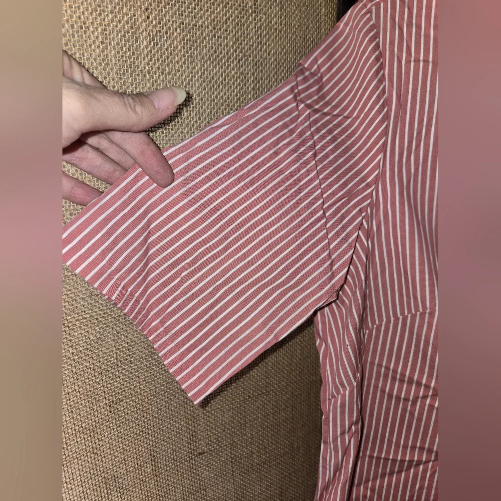 NWOT Women's Anne Klein Pink White Striped Button Up Size Small - Picture 2 of 13